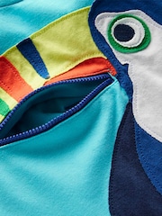 Boden Blue 100% Cotton Zip Detail Appliqué T-Shirt - Image 3 of 3