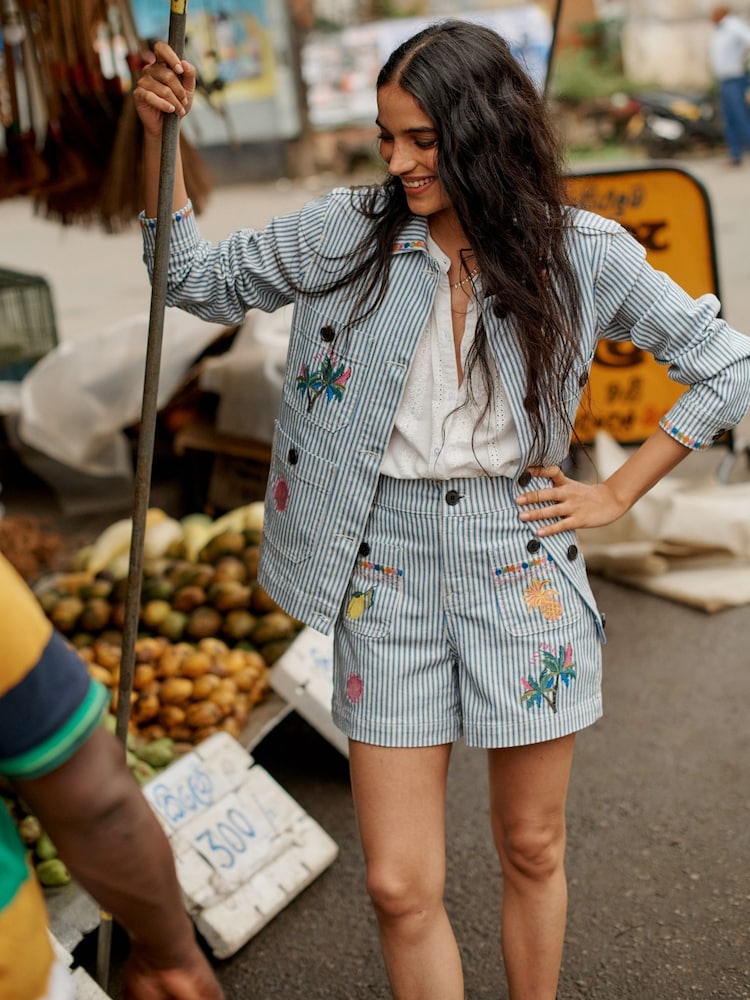 Boden Blue Pocket Front Denim Shorts - Image 1 of 7