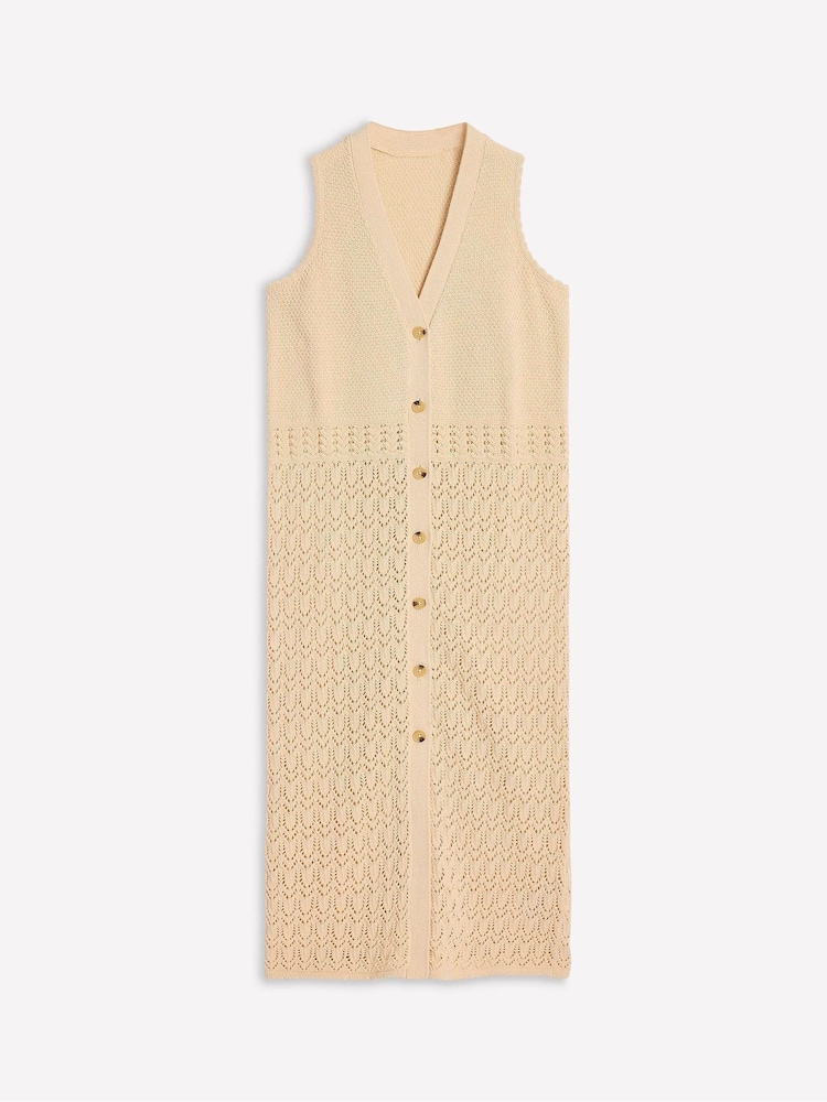 Boden Cream Cotton Sleeveless Cardigan - Image 6 of 7