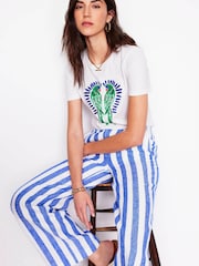Boden White Relaxed Novelty 100% Cotton T-Shirt - Image 1 of 5