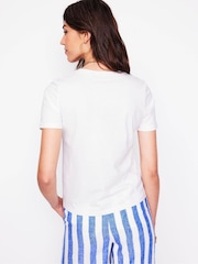 Boden White Relaxed Novelty 100% Cotton T-Shirt - Image 4 of 5