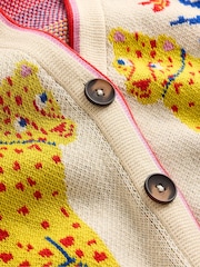 Boden Ivory Boyfriend 100% Cotton Jacquard Cardigan - Image 7 of 7