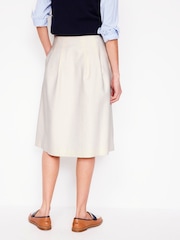 Boden Ivory Pleat Detail Midi Skirt - Image 3 of 5