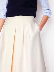 Boden Ivory Pleat Detail Midi Skirt - Image 4 of 5