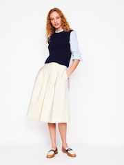 Boden Ivory Pleat Detail Midi Skirt - Image 5 of 5