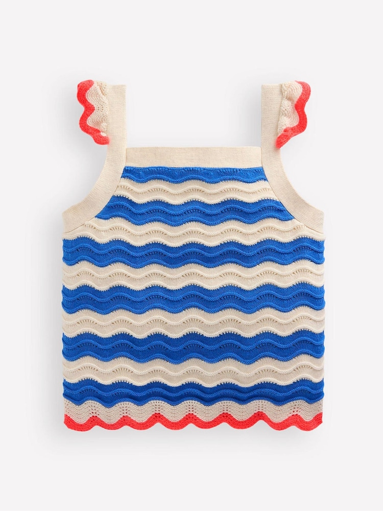 Boden Blue Leonore Fun Knitted 100% Cotton Top - Image 2 of 4