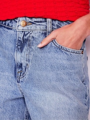 Boden Blue 100% Cotton Cut Off Denim Shorts - Image 4 of 7