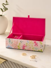 Pink Floral Glass Jewellery Box - Image 1 of 3