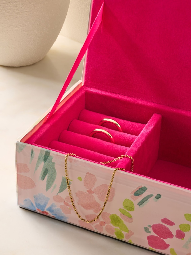 Pink Floral Glass Jewellery Box - Image 3 of 3