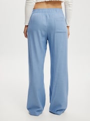 Cotton On Blue Chrome Boyfriend Flannel Wide Leg Boxer Trousers - Image 3 of 5