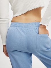Cotton On Blue Chrome Boyfriend Flannel Wide Leg Boxer Trousers - Image 4 of 5