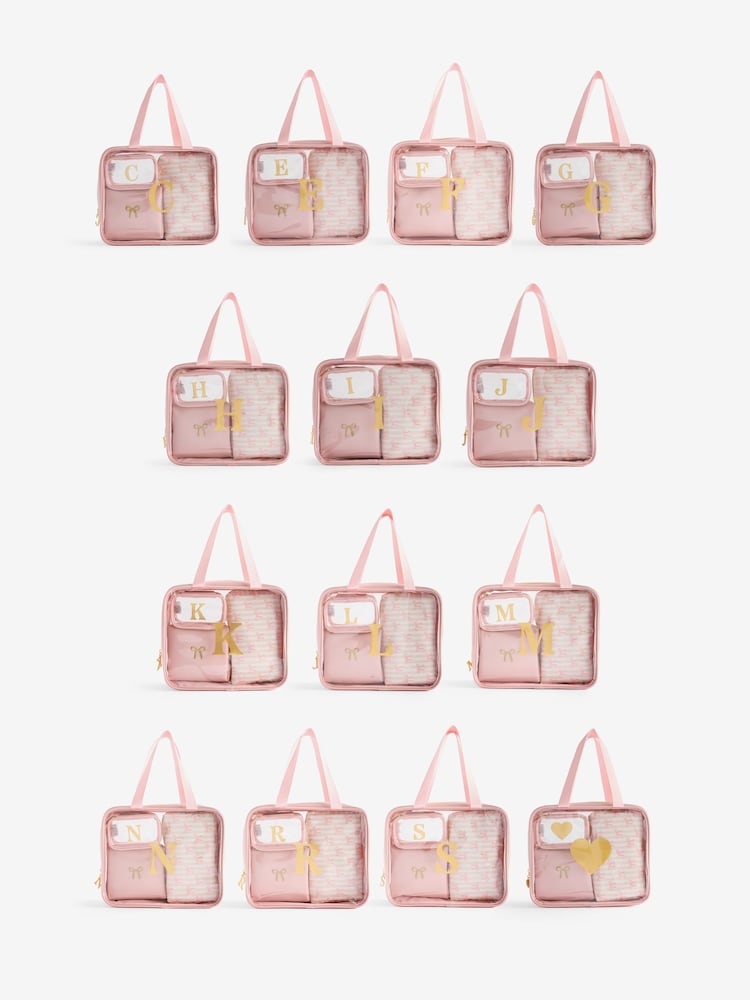 Set of 4 Pink Alphabet Make Up Bags - Image 5 of 5