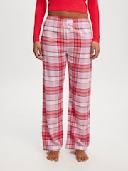 Cotton On Pink/WhiteRed Boyfriend Flannel Wide Leg Boxer Trousers - Image 1 of 6