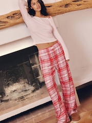 Cotton On Pink/WhiteRed Boyfriend Flannel Wide Leg Boxer Trousers - Image 2 of 6
