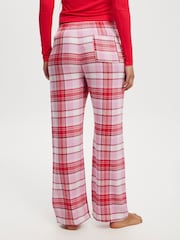 Cotton On Pink/WhiteRed Boyfriend Flannel Wide Leg Boxer Trousers - Image 4 of 6