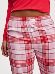 Cotton On Pink/WhiteRed Boyfriend Flannel Wide Leg Boxer Trousers - Image 5 of 6