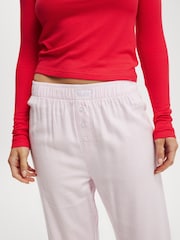 Cotton On Pink Boyfriend Flannel Wide Leg Boxer Trousers - Image 4 of 5