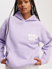 Cotton On Light Purple Plush Premium Graphic Hoodie - Image 2 of 4