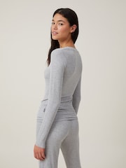 Cotton On Grey Sleep Recovery Henley Long Sleeve Pyjamas - Image 3 of 6