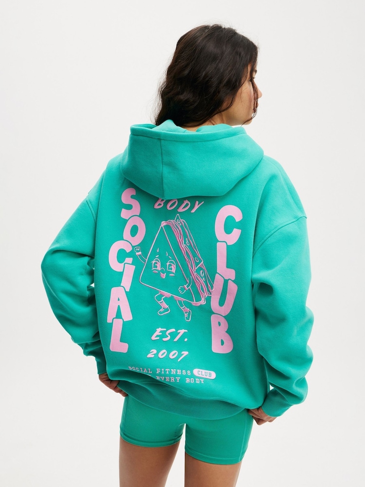 Cotton On Green Plush Premium Graphic Hoodie - Image 1 of 4