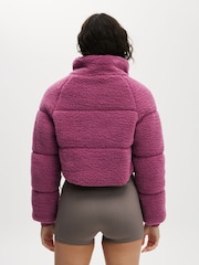 Cotton On Pink The Mother Puffer Cropped Sherpa Jacket - Image 2 of 2