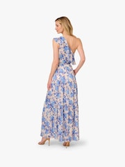 Adrianna Papell Satin Stripe Ankle Blue Dress - Image 3 of 7