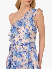 Adrianna Papell Satin Stripe Ankle Blue Dress - Image 6 of 7