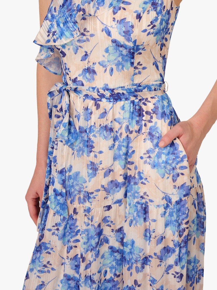 maxi dress above ankle Tie Back Tropical Print Dress