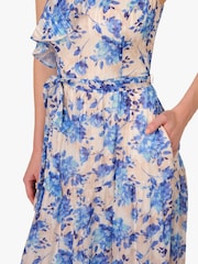 Adrianna Papell Satin Stripe Ankle Blue Dress - Image 7 of 7