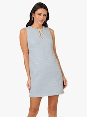 Adrianna Papell Blue Embellished Boucle Shift Dress - Image 2 of 7