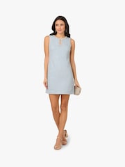 Adrianna Papell Blue Embellished Boucle Shift Dress - Image 4 of 7