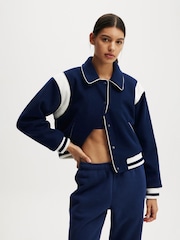 Cotton On Blue On Field Panelled Bomber Jacket - Image 4 of 4