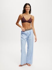 Cotton On Blue Boyfriend Wide Leg Boxer Trousers - Image 1 of 5