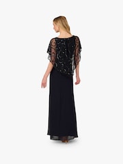 Adrianna Papell Blue Bead Chiffon Long Dress - Image 2 of 6