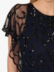 Adrianna Papell Blue Bead Chiffon Long Dress - Image 5 of 6