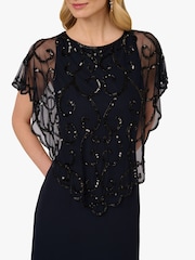 Adrianna Papell Blue Bead Chiffon Long Dress - Image 6 of 6