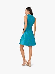 Adrianna Papell Blue Tie Front Printed Short Dress - Image 2 of 6