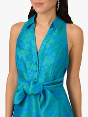 Adrianna Papell Blue Tie Front Printed Short Dress - Image 5 of 6