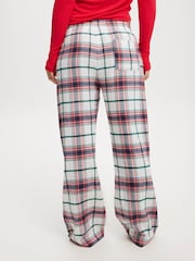 Cotton On Navy/Green/Red Boyfriend Flannel Wide Leg Boxer Trousers - Image 3 of 5
