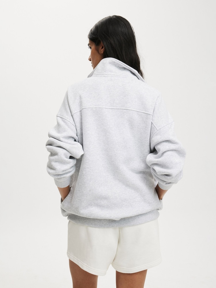 Cotton On Grey Oversized Classic Fleece Half Zip Sweatshirt - Image 2 of 4