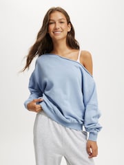 أزرق - Cotton On Classic Fleece Off The Shoulder Sweatshirt - صورة 1 من 4