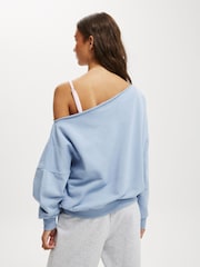 أزرق - Cotton On Classic Fleece Off The Shoulder Sweatshirt - صورة 2 من 4