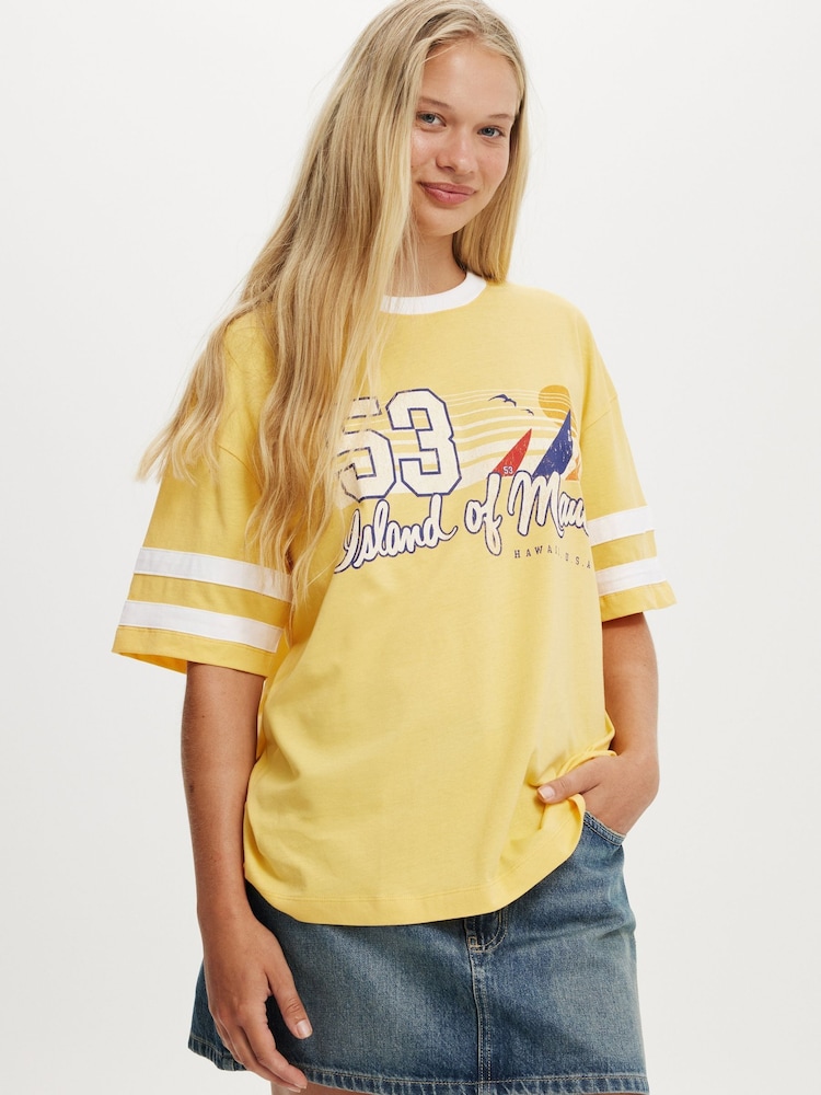Cotton On Yellow The Boxy Graphic 100% Cotton T-Shirt - Image 1 of 4 Cotton On Yellow The Boxy Graphic 100% Cotton T-Shirt - Image 1 of 4