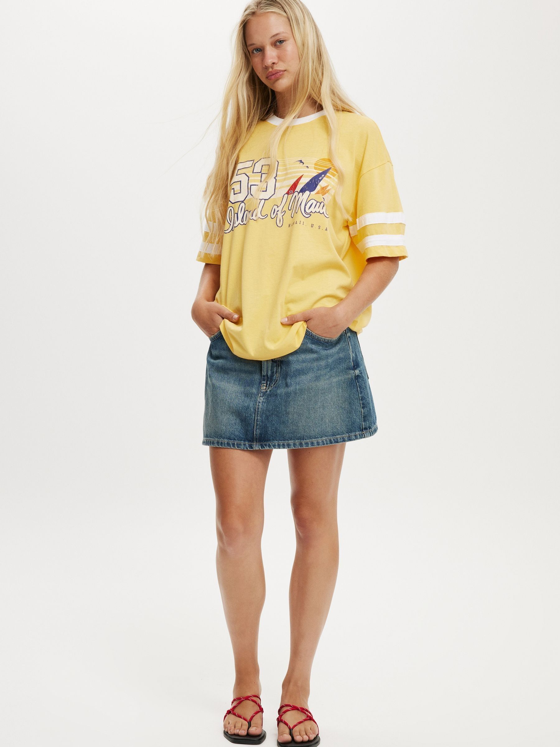 Buy Cotton On Yellow The Boxy Graphic 100% Cotton T-Shirt from