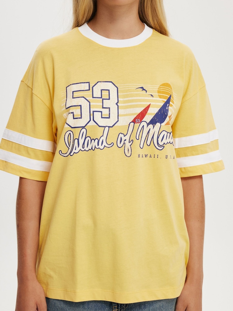 Cotton On Yellow The Boxy Graphic 100% Cotton T-Shirt - Image 4 of 4