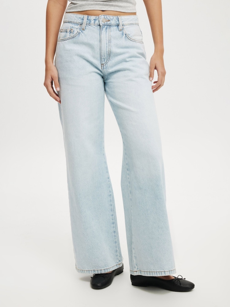 Cotton On Blue Relaxed Wide 100% Cotton Jeans - Image 1 of 6 Cotton On Blue Relaxed Wide 100% Cotton Jeans - Image 1 of 6