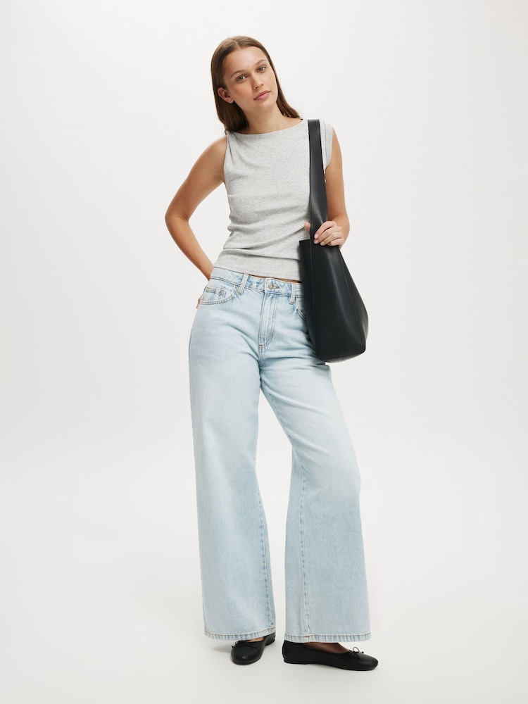 Cotton On Blue Relaxed Wide 100% Cotton Jeans - Image 2 of 6 Cotton On Blue Relaxed Wide 100% Cotton Jeans - Image 2 of 6