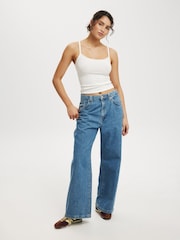 Cotton On Blue Low Rise Super Baggy 100% Cotton Jeans - Image 1 of 6