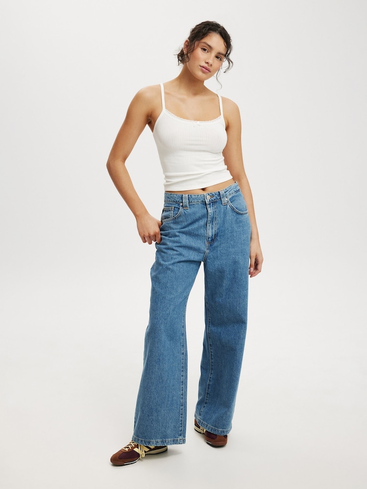 Cotton On Blue Low Rise Super Baggy 100% Cotton Jeans - Image 1 of 6