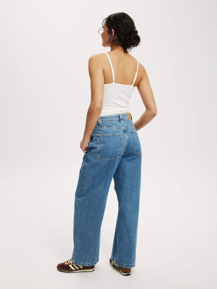 Cotton On Blue Low Rise Super Baggy 100% Cotton Jeans - Image 2 of 6
